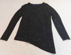 Blusa para mujer Apt 9 negra y plateada manga larga talla mediana - Imagen 1 de 10