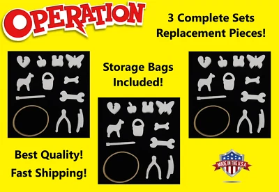3 SETS - BEST QUALITY! Operation Game Replacement Pieces Parts w/Storage Bags - Image 1 of 2
