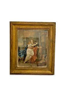 antike Druckgrafik um 1780, Farbradierung v. Ridé, Charles Le Brun - Bild 1 von 5