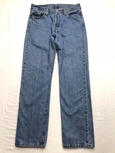 LEVIS 501 Jeans Men 30x30 Light Wash Button Fly Denim Blue Straight Regular - Picture 1 of 18