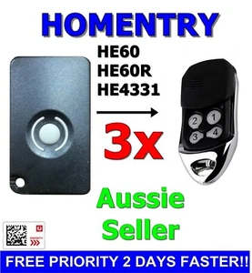3x HomEntry/Home Entry HE60/HE60R/HE4331/HE60ANZ Garage Remote - Picture 1 of 1