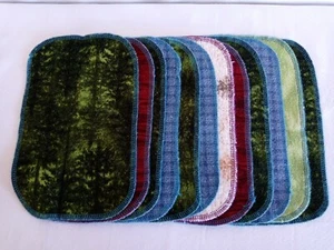 12 waschbare Flanell Baby Feuchttücher Familientuch Serged Kanten * dunkle Farben * 6x9 - Bild 1 von 3