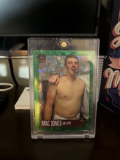 2021 Mac Jones 1st Ever Super Glow Green Cracked Ice Shirtless with Cigar