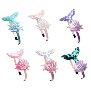 Baby Girls Headband Sequin Tail Shells Hairband DIY Headwear Hair Band - Picture 1 of 13