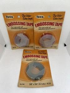 3 RARE NOS TUCK Embossing Tape Rolls 3/8” x 150” (4.2yds) ENGLAND #246-2red 1Grn - Picture 1 of 6
