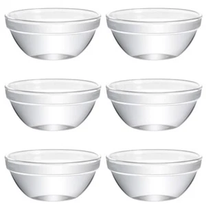 Mini Glass Prep Bowls Set of 6 Stackable Clear Ramekins Salad Dips Desserts - Picture 1 of 9
