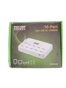 Power Solve White 10 Port 60W USB Fast all in 1 Charger Hub input 100-240V cheap - Picture 1 of 5