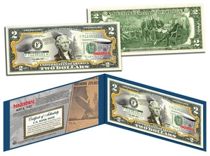 HINDENBURG LZ-129 AIRSHIP DISASTER * May 6, 1937 * Legal Tender U.S. $2 Bill - Picture 1 of 4
