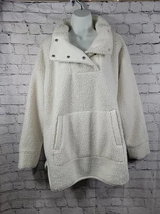 Pullover para mujer Haven Well Within Sherpa polar blanco botón cuello falso XL - Imagen 1 de 8