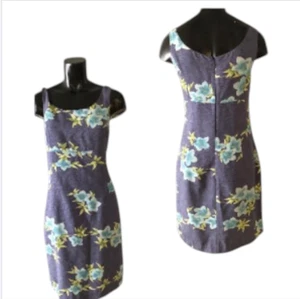 Tommy Bahama Hawaiian Silk Blue Floral Hibiscus Tank Midi Pre-owned Sz 10 - Picture 1 of 9