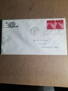 1st Day Issue Vintage 2 Cents  Stamp Envelope Cover Washington DC 1943 - Picture 1 of 2