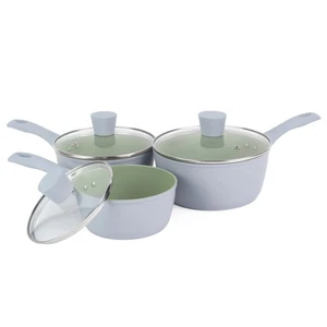 Salter Earth Saucepan Set 3-PC 16/18/20cm with Lids Non-Stick Ceramic PFAS-Free - Picture 1 of 8