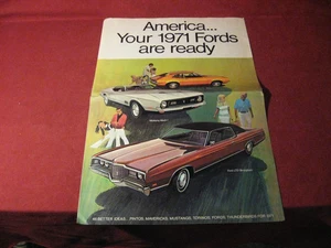 1971 Ford Mustang Thunderbird Folder/ Sales Brochure Original - Foto 1 di 3
