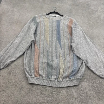 St. Croix Knits Sweater Mens XL Gray Pullover Geometric Crewneck 90s Textured - Image 1 of 4