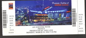 PRINCE ORIGINAL BOLETO DE CONCIERTO COMPLETO SIN TALÓN 29 DE MARZO 2004 GRAPAS CENTRO LOS ANGE - Imagen 1 de 2