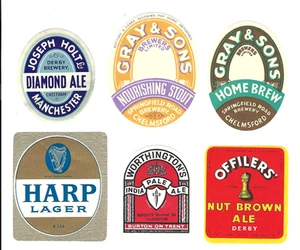 6 old Different U.K. STOUT & ALE LABELS - unused - Imagen 1 de 2