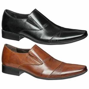 Mens Julius Marlow Bernie Mens Black Coffee Brown Leather Slip On Work Shoes - Picture 1 of 6