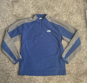Chaqueta North Face Para Hombre Mediana Azul Marino Gris Cuarto Cremallera Polar Pullover - Imagen 1 de 9