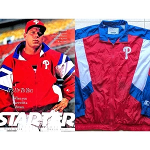Philadelphia Phillies 90s STARTER Chaqueta Cortavientos L Dykstra MLB De Colección - Imagen 1 de 10