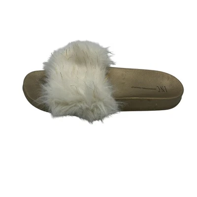 INC International Concepts Shoes Womens Size 9-10 Furry Slide White 100034011 - Image 1 of 4