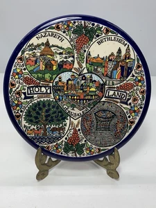 Plato Decorativo Tierra Santa Armenio Pintado a Mano Cerámica Colgar 5" con Soporte de Latón - Imagen 1 de 5