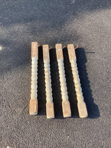 4 Vintage wooden table legs antique kitchen farmhouse repurpose Cover