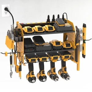 CRST Power Tool Organizer Wall Mount, with 8-Outlet Power Strip, Gift for Men - Picture 1 of 7