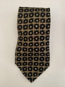 Barneys New York Tie Black Gold 100% Silk 60" x 3.75" Handmade in Italy - Picture 1 of 4