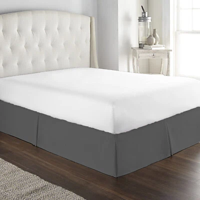 Extra Drop Length 1 PC Bed Skirt 1000 TC/1200 TC Egyptian Cotton Gray Solid - Image 1 of 4