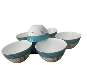 1 Lenox Chirp Bone China Soup/Cereal Bowl Discontinued Turquoise Band New (EACH) - Picture 1 of 9