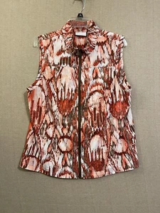 Weekends by Chico's Vest Women's 2 Multicolor Full Zipper Mock Neck - Picture 1 of 11