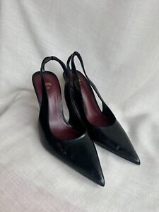 Slingback pointed heel, black, size 40, pre owned, good condition.