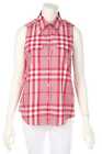 BURBERRY Sleeveless Shirt Blouse Tartan Pattern D 44 pink white