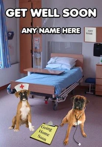 HOSPITAL A5 Personalised Greeting Card Get Well Soon PIDPAM boxer - Picture 1 of 1