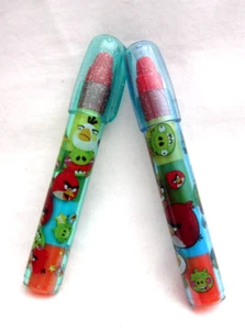 Kids Angry Birds Set of two (2) 4.5" Stackable Scented Eraser Pen Set-New!AR3S - Picture 1 of 1