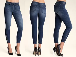 Women Denim Laser Printed Zip Skinny Jeans Stretch Pants Low Rise Slim Size 30 - Picture 1 of 8