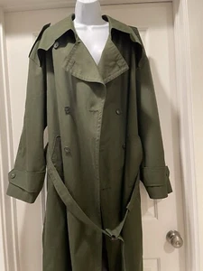 Christian Dior Full Length trench Coat Mens Size 42R Green Beige Double Breasted - Picture 1 of 15