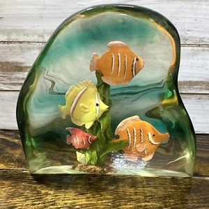 Vintage MCM Clear Blue Lucite Fish Tank Aquarium Decor Shelf Sitter Paperweight - Picture 1 of 7