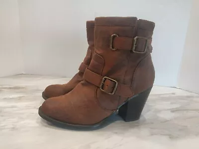 Mootsies Tootsies Botines Raceway Marrón 3" Tacón Hebilla Cremallera 7M Foto 1 de 4