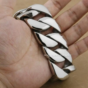 Enorme Brazalete Pesado de Acero Inoxidable para Hombres Motociclista Punk Cadena de Eslabones 5C004B BZ - Imagen 1 de 14