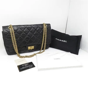 NYJEWEL Chanel Black Calfskin Leather Reissue 2.55 Double Flap Bag Card Dust Bag - Picture 1 of 9