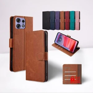 Étui Portefeuille Cuir Motorola Edge 50 Pro Brun En Cuir - Photo 1/3