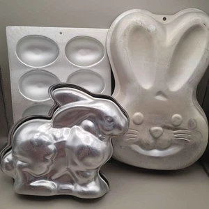 Wilton Easter Cake Pan Set of 3 2003 Bunny 2105-2074 1971 Eggs 508-2127 - Picture 1 of 16