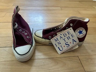 De colección Nuevo con etiquetas Converse All Star Hi Top Tenis Zapatos Borgoña Rojo Hecho en EE. UU. Juventud 12 Foto 1 de 4