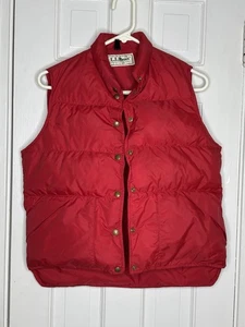 Vintage L. L. BEAN Classic Red Down Snap Closure Puffer Vest Women's Large - Picture 1 of 4