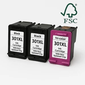 Pack 3 Cartuchos HP 301XL Remanufactado | 2 Negro + 1 Color | Muestra Tinta - Imagen 1 de 1