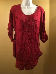 Oh mamma maternity utility shirt with cinched waist burgundy small - Picture 1 of 4