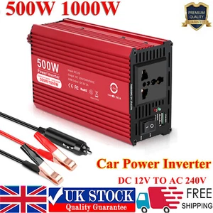 1000W Car Power Inverter Dc 12V to Ac 230/240V Car Voltage Converter USB Charger - Picture 1 of 10