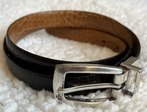 Cintura Lauren Ralph Lauren REVERSIBILE Croc in pelle goffrata marrone marrone chiaro donna taglia 30 - Foto 1 di 7