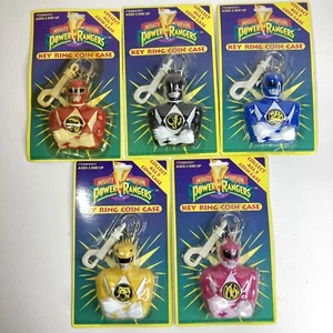 Portachiavi Power Rangers Mighty Morphin 1993 vintage set completo di 5 - Foto 1 di 14